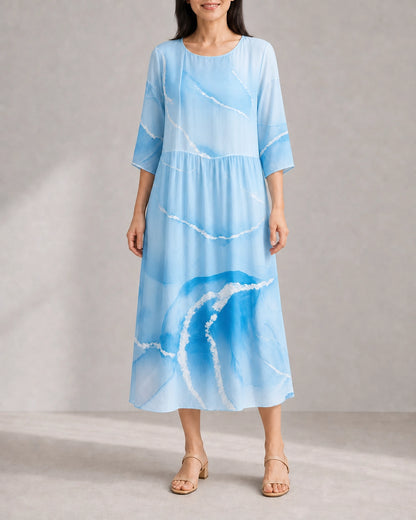 Women's Printed Midi Dress — technical side view
