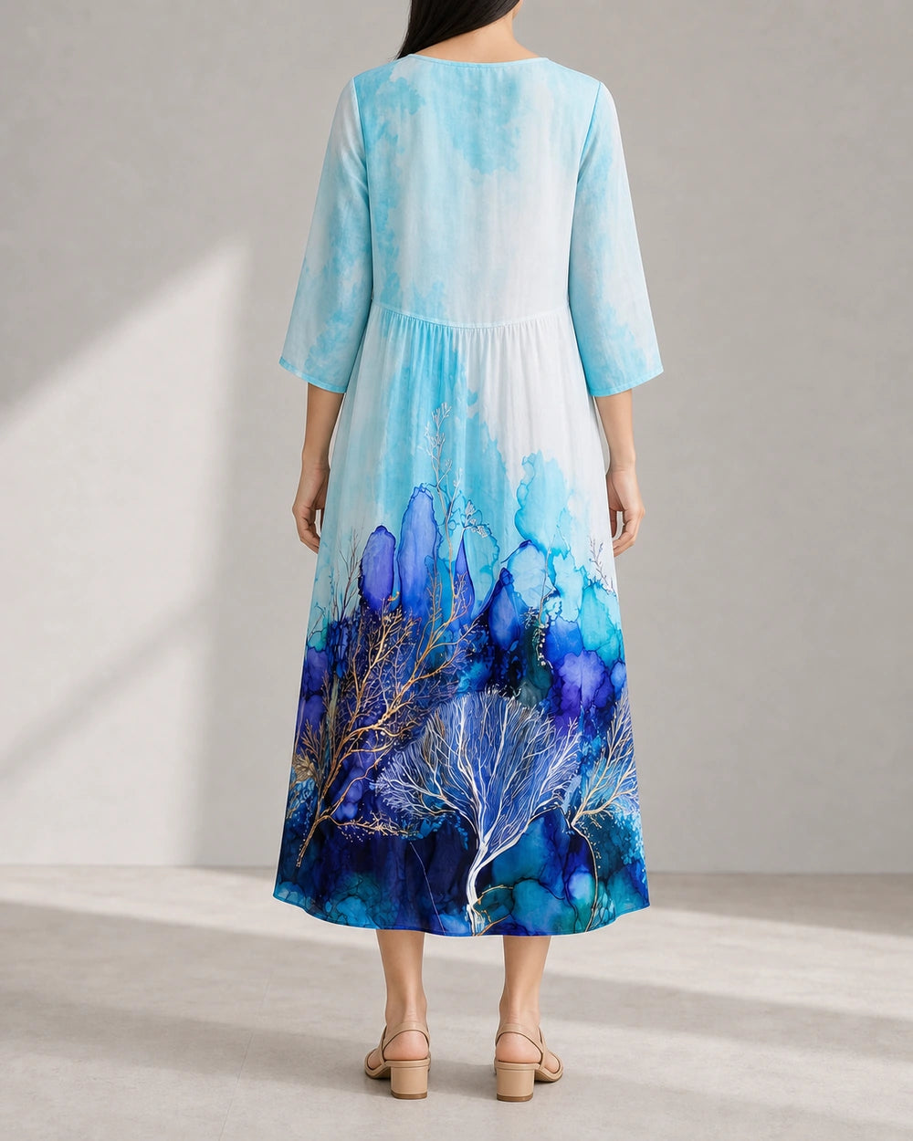 Women's Printed Midi Dress — rear view