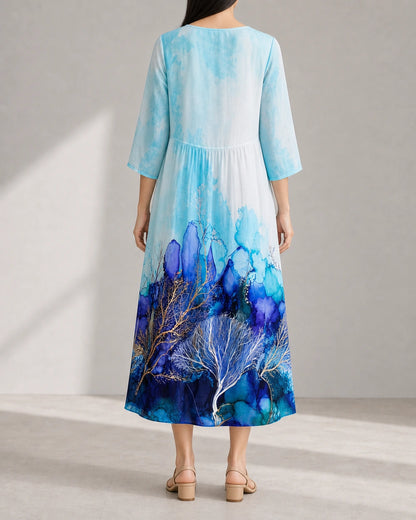 Women's Printed Midi Dress — rear view