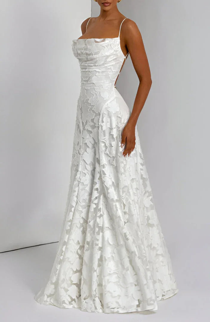 Auriana | Romantic Floral Square Neck Strappy Summer Maxi Dress