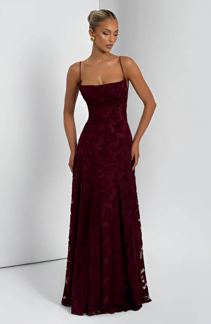 Auriana | Romantic Floral Square Neck Strappy Summer Maxi Dress
