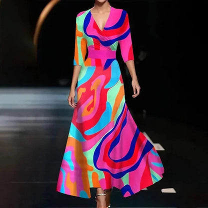 Florentia | Rochie Maxi de Vară Florală Îndrăzneață, Petrecută cu Curea