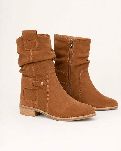 Emilia Women's Suede Slouch Ankle Boots — image 2 — womens-emilia-slouch-boots-dark-brown-02-clean-pair.webp