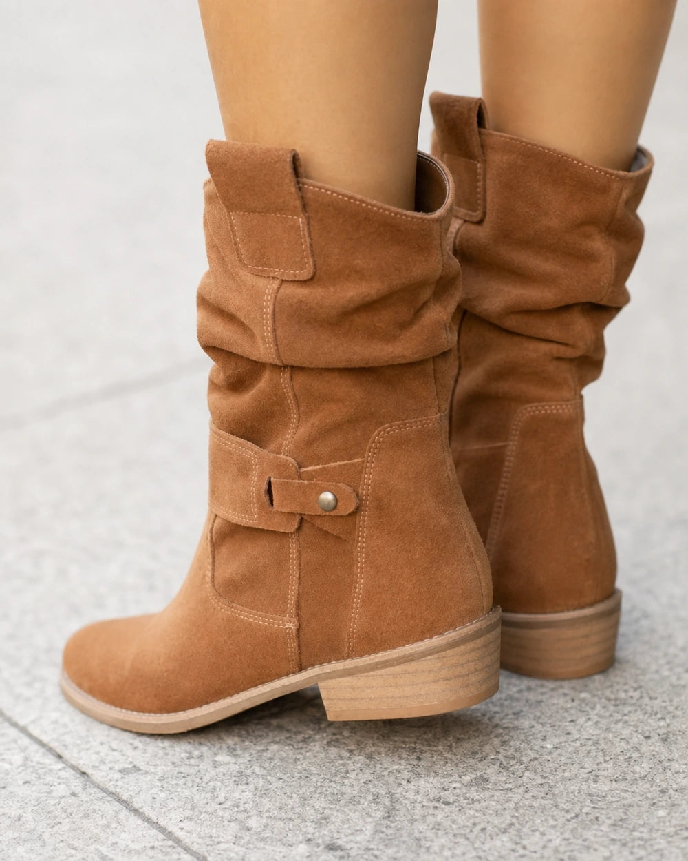 Emilia Women's Suede Slouch Ankle Boots — image 4 — womens-emilia-slouch-boots-dark-brown-04-rear-outer.webp