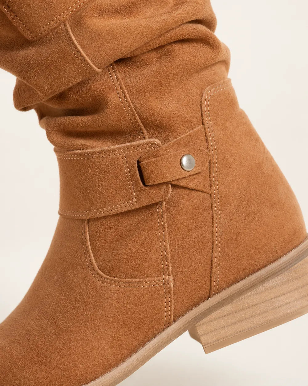 Emilia Women's Suede Slouch Ankle Boots — image 5 — womens-emilia-slouch-boots-dark-brown-05-construction-detail.webp